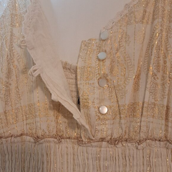 Anthropologie Cream and Gold Maxi Dress - Picture 8 of 16